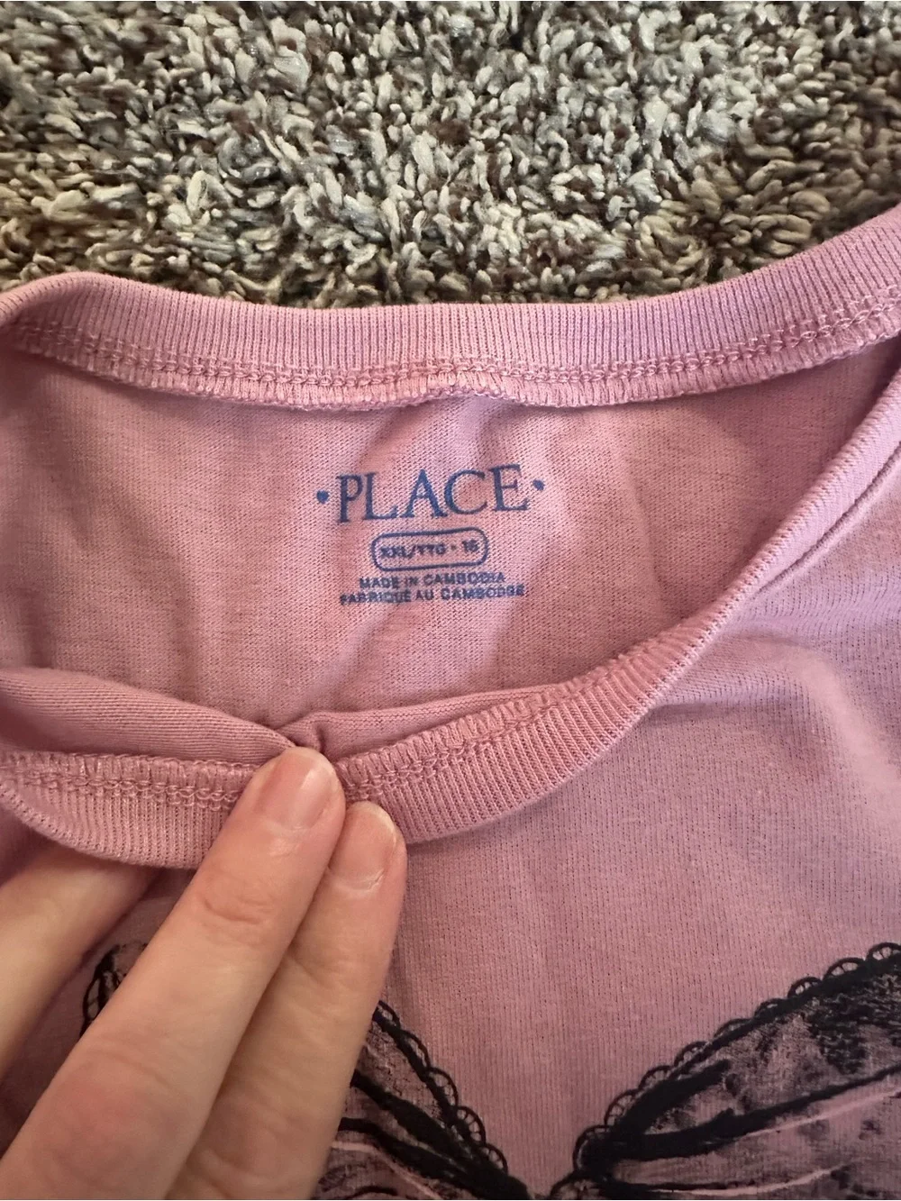 The Children's Place Pink Short Sleeve Tee with Black Lace Bow